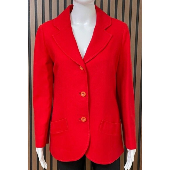 Pendleton Women's 12 Red Blazer Wool Coat Notch Lapel Single-Breasted Vintage - Picture 1 of 11